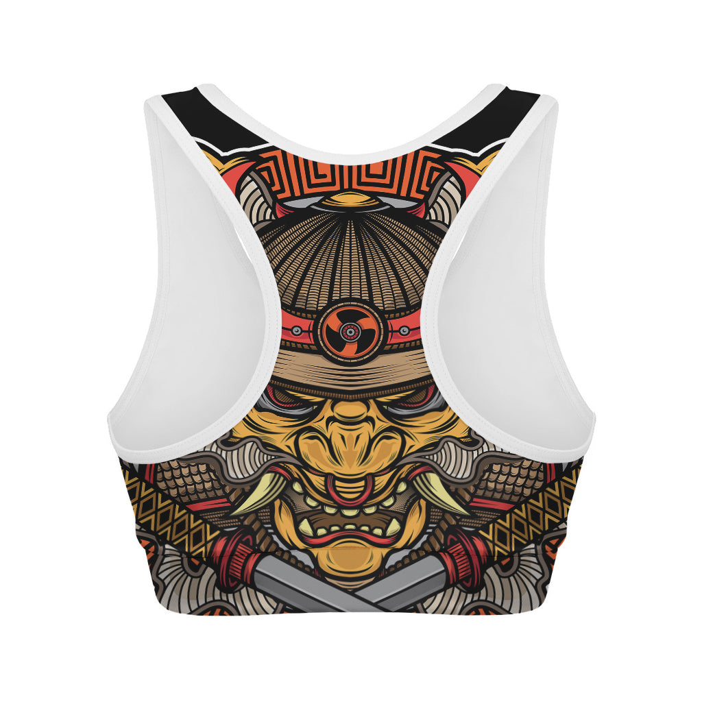 Japanese Samurai Mask Print Women's Sports Bra