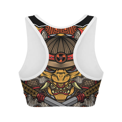 Japanese Samurai Mask Print Women's Sports Bra