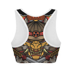 Japanese Samurai Mask Print Women's Sports Bra