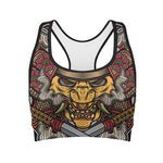 Japanese Samurai Mask Print Women's Sports Bra