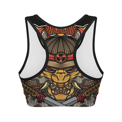 Japanese Samurai Mask Print Women's Sports Bra