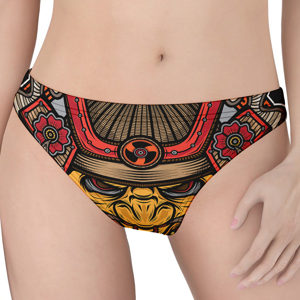 Japanese Samurai Mask Print Women's Thong