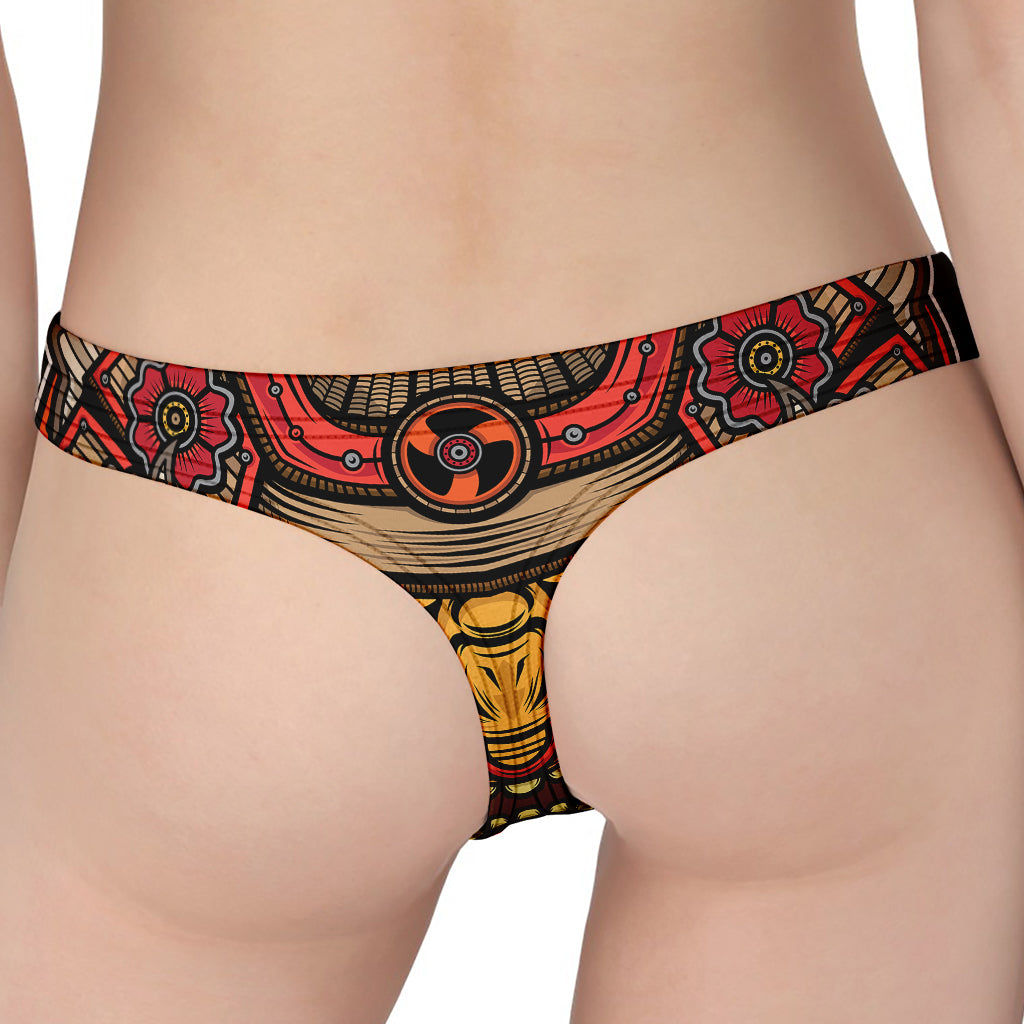 Japanese Samurai Mask Print Women's Thong