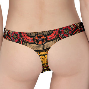 Japanese Samurai Mask Print Women's Thong