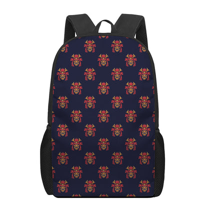 Japanese Samurai Pattern Print 17 Inch Backpack