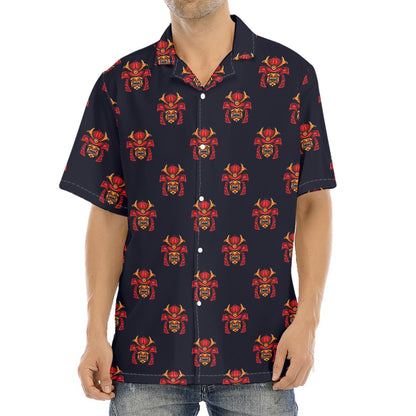 Japanese Samurai Pattern Print Aloha Shirt