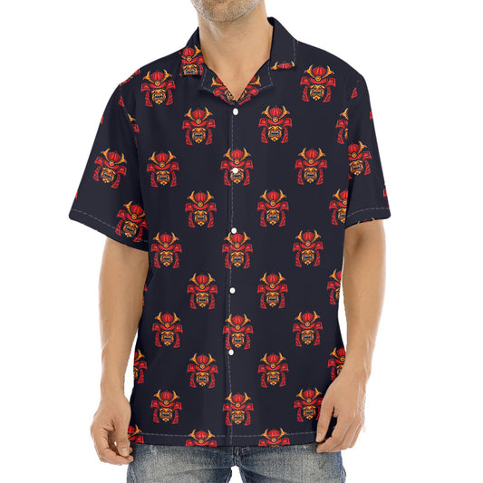 Japanese Samurai Pattern Print Aloha Shirt