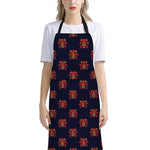Japanese Samurai Pattern Print Bib Apron With Pocket