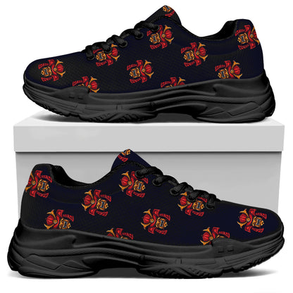 Japanese Samurai Pattern Print Black Chunky Shoes
