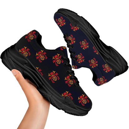 Japanese Samurai Pattern Print Black Chunky Shoes