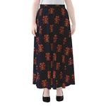 Japanese Samurai Pattern Print Chiffon Maxi Skirt