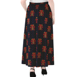 Japanese Samurai Pattern Print Chiffon Maxi Skirt