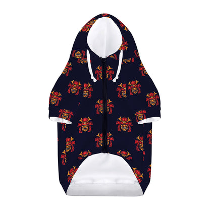 Japanese Samurai Pattern Print Dog Zip Up Hoodie