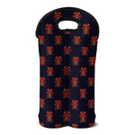 Japanese Samurai Pattern Print Double Neoprene Wine Tote