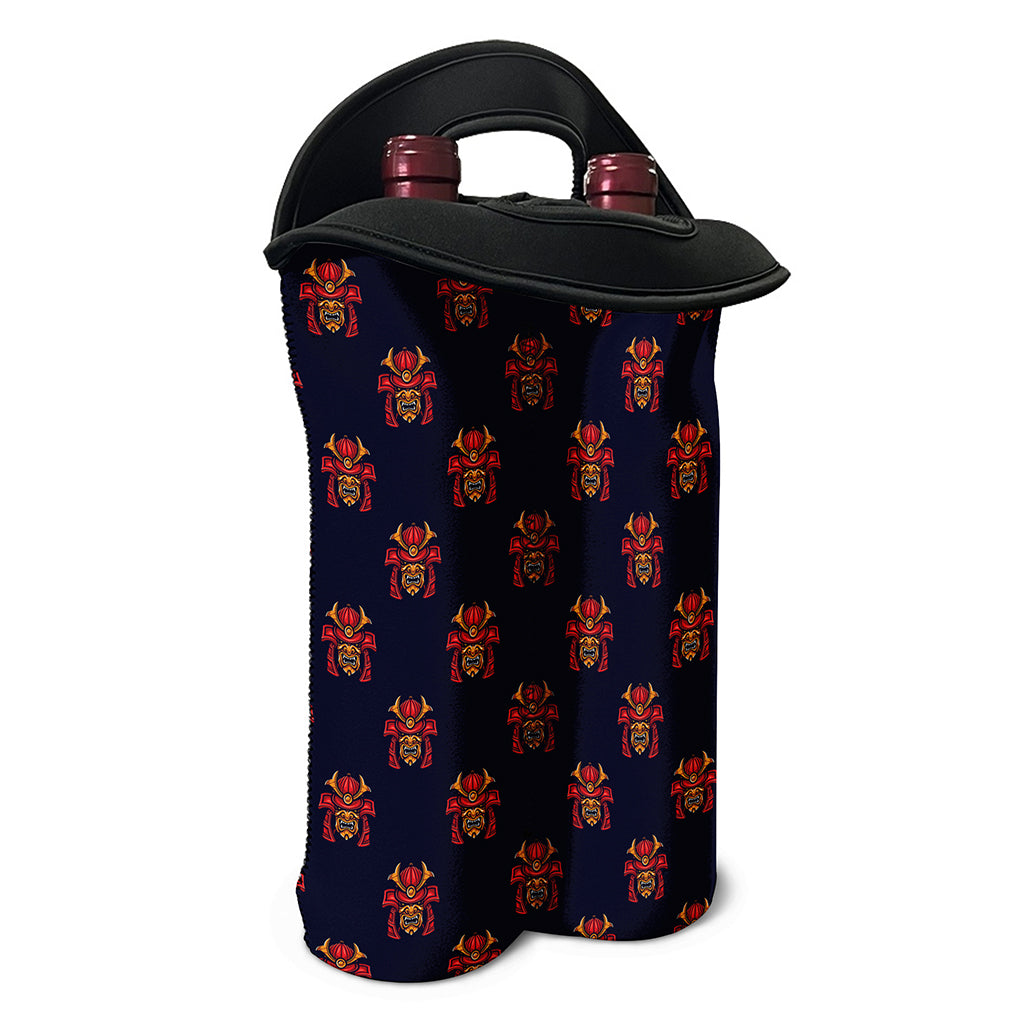 Japanese Samurai Pattern Print Double Neoprene Wine Tote