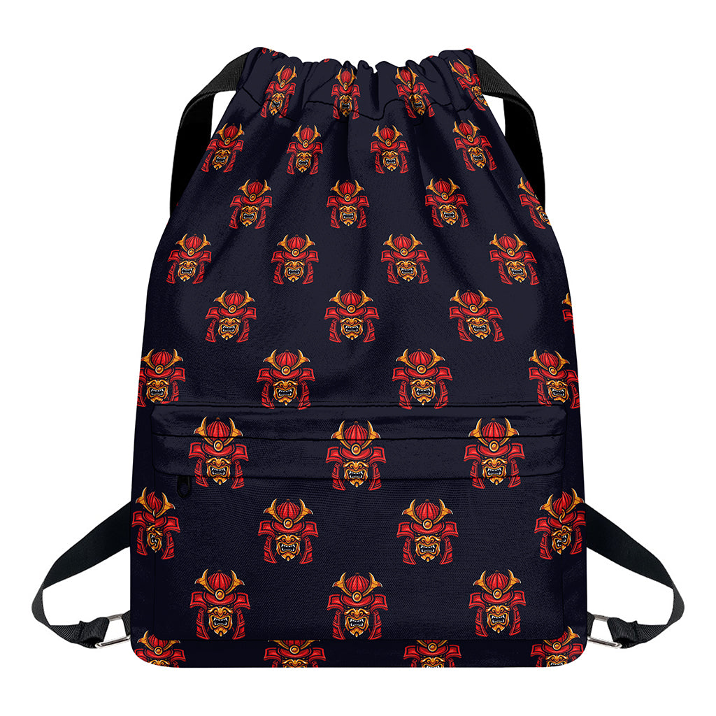 Japanese Samurai Pattern Print Drawstring Backpack