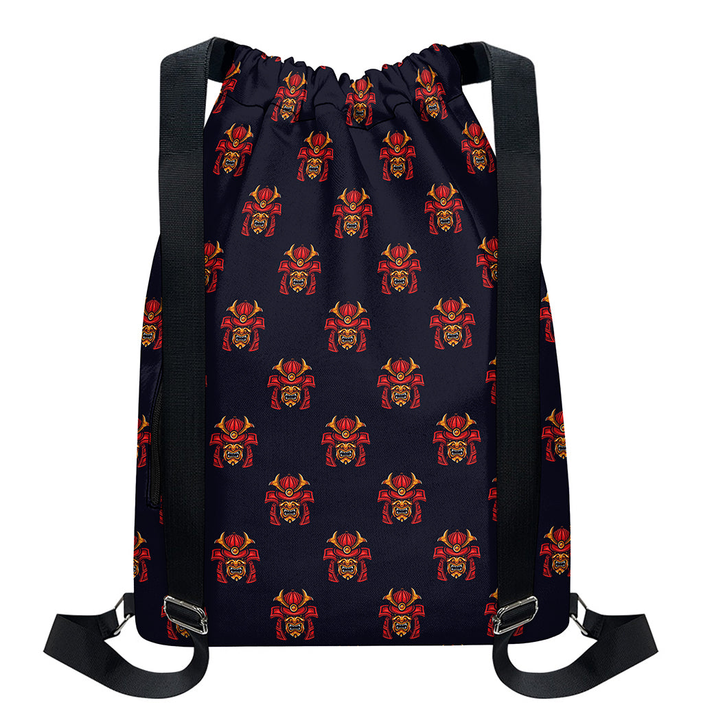 Japanese Samurai Pattern Print Drawstring Backpack