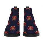 Japanese Samurai Pattern Print Flat Ankle Boots