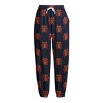 Japanese Samurai Pattern Print Fleece Lined Knit Pants