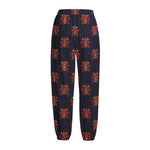 Japanese Samurai Pattern Print Fleece Lined Knit Pants