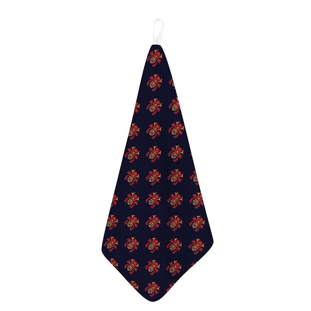 Japanese Samurai Pattern Print Hand Towel