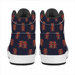 Japanese Samurai Pattern Print High Top Leather Sneakers