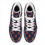 Japanese Samurai Pattern Print High Top Leather Sneakers