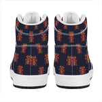 Japanese Samurai Pattern Print High Top Leather Sneakers