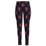 Japanese Samurai Pattern Print High-Waisted Pocket Leggings