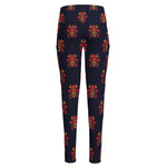 Japanese Samurai Pattern Print High-Waisted Pocket Leggings