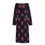 Japanese Samurai Pattern Print Hooded Bathrobe