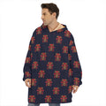 Japanese Samurai Pattern Print Hoodie Blanket