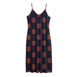 Japanese Samurai Pattern Print Jersey Midi Cami Dress