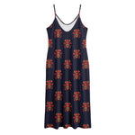 Japanese Samurai Pattern Print Jersey Midi Cami Dress