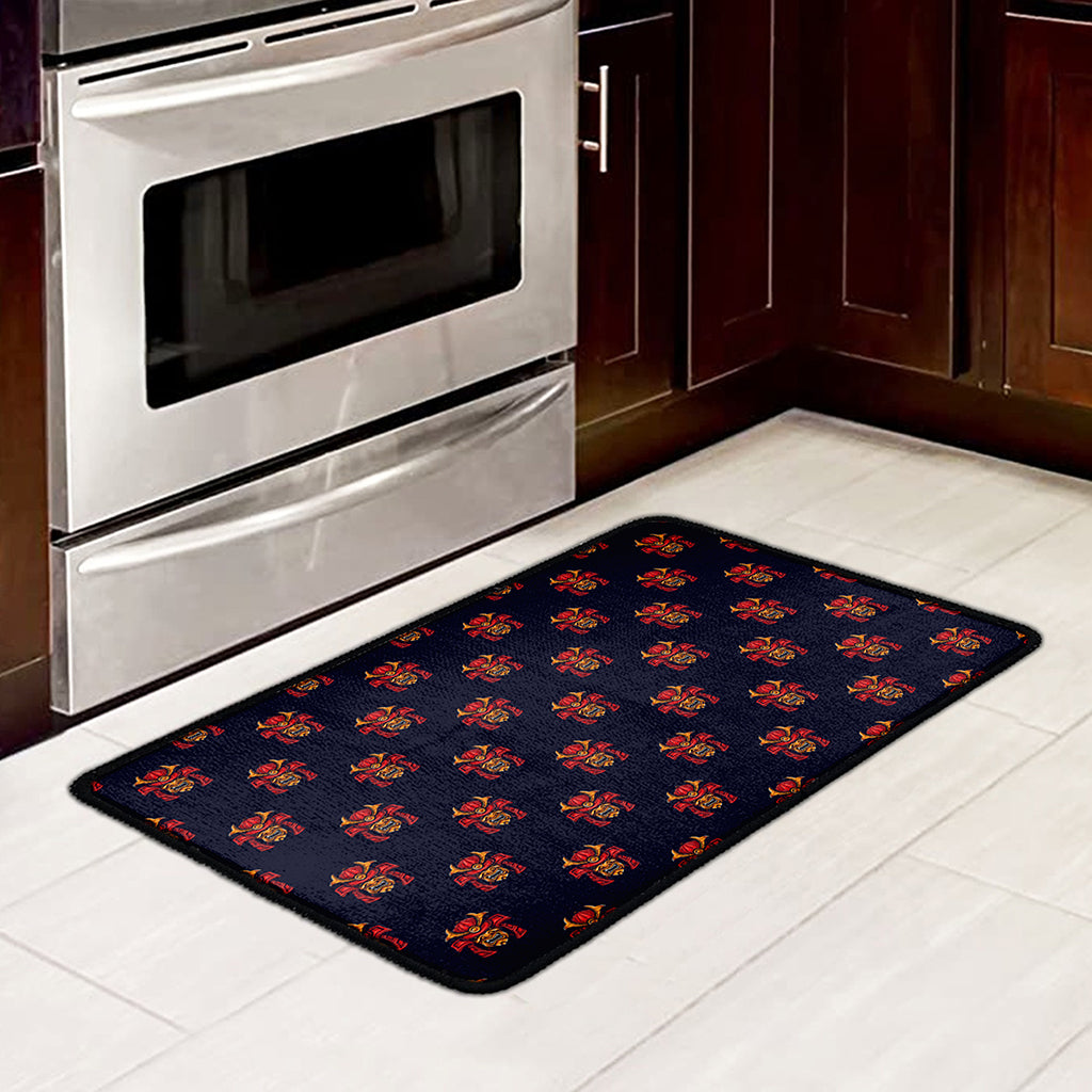 Japanese Samurai Pattern Print Kitchen Mat
