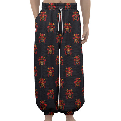 Japanese Samurai Pattern Print Lantern Pants