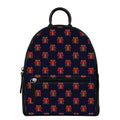 Japanese Samurai Pattern Print Leather Backpack