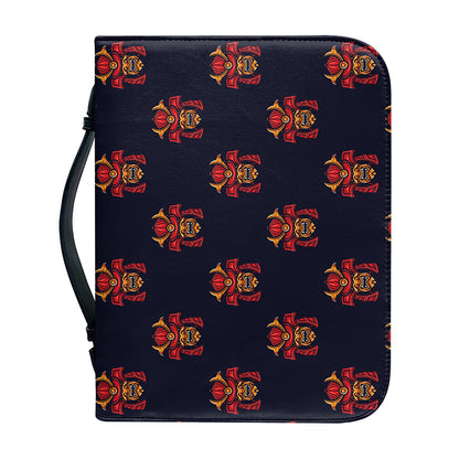 Japanese Samurai Pattern Print Leather Bible Cover