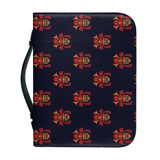 Japanese Samurai Pattern Print Leather Bible Cover