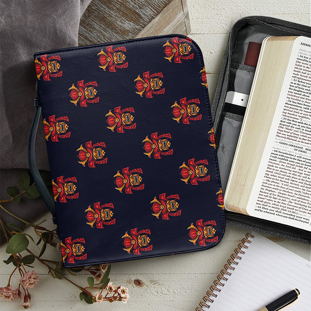 Japanese Samurai Pattern Print Leather Bible Cover