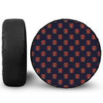 Japanese Samurai Pattern Print Leather Spare Tire Cover
