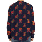 Japanese Samurai Pattern Print Long Sleeve Baseball Jersey