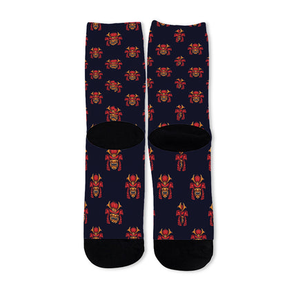 Japanese Samurai Pattern Print Long Socks