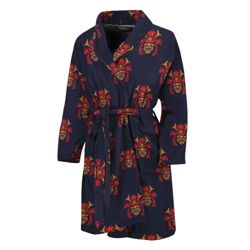 Japanese Samurai Pattern Print Men's Bathrobe