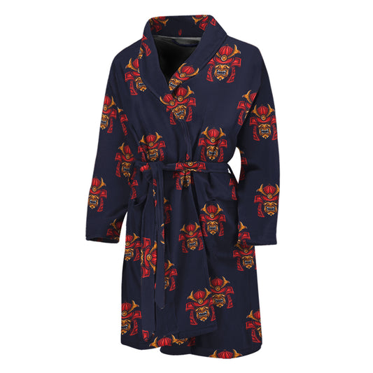 Japanese Samurai Pattern Print Men's Bathrobe