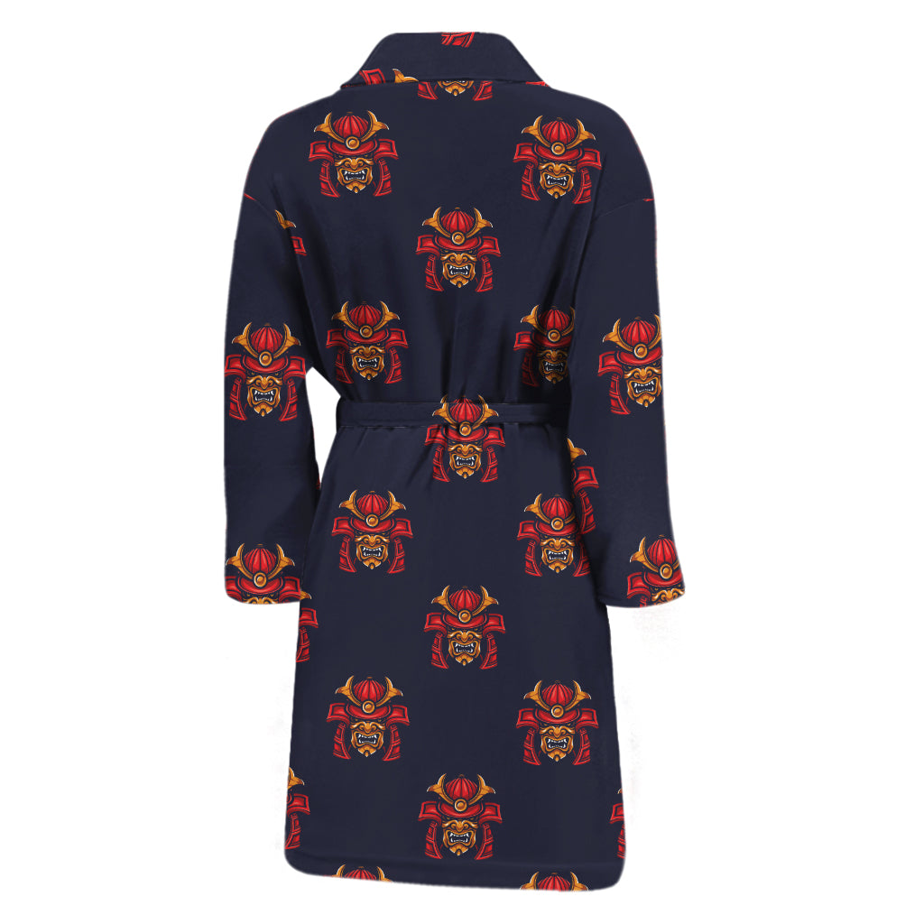 Japanese Samurai Pattern Print Men's Bathrobe