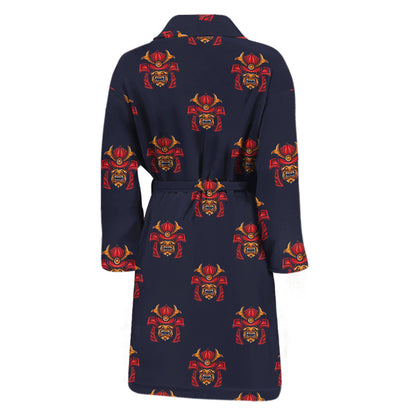 Japanese Samurai Pattern Print Men's Bathrobe