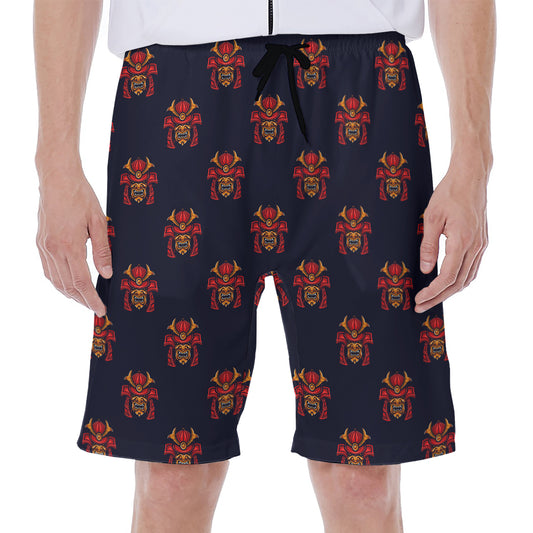 Japanese Samurai Pattern Print Men's Beach Shorts