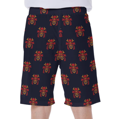 Japanese Samurai Pattern Print Men's Beach Shorts