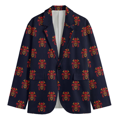 Japanese Samurai Pattern Print Men's Cotton Blazer